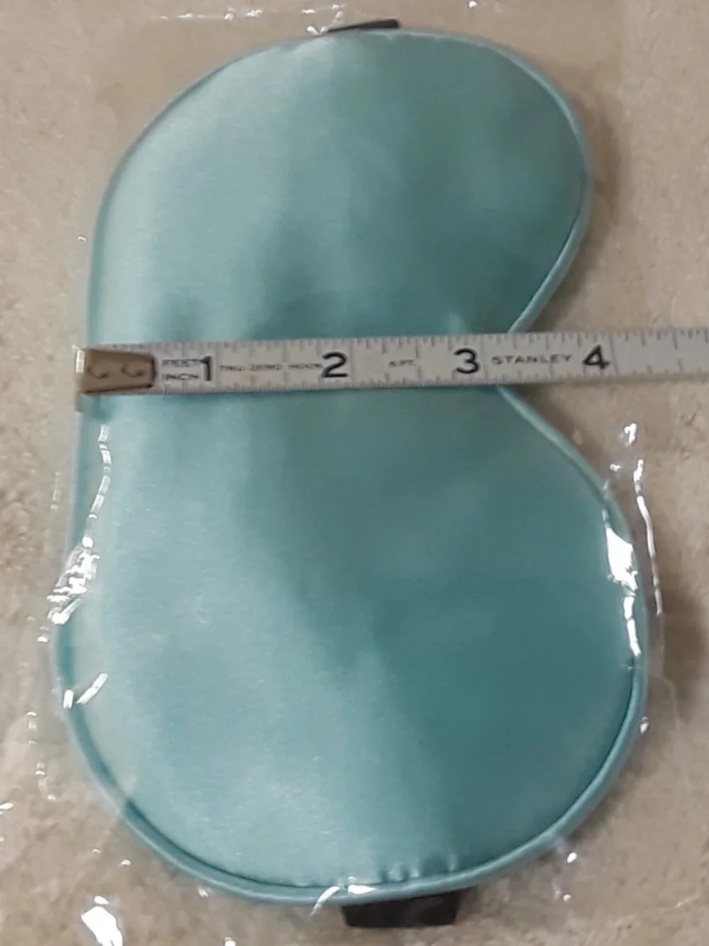 Sleep Mask Light green/aqua satin feel with black elastic strap